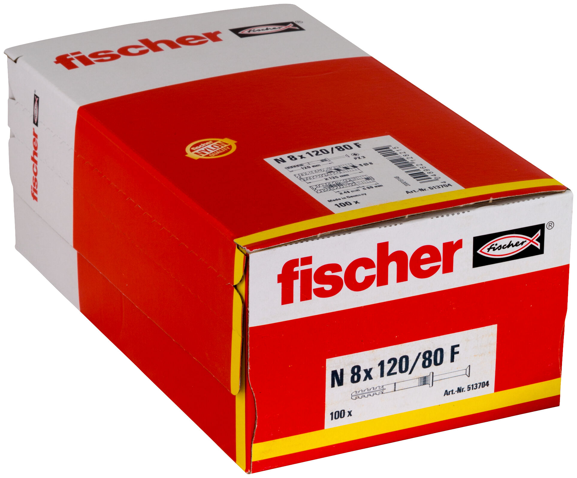 Packaging: "fischer Hammerfix N 8 x 120/80 F with flat head gvz"