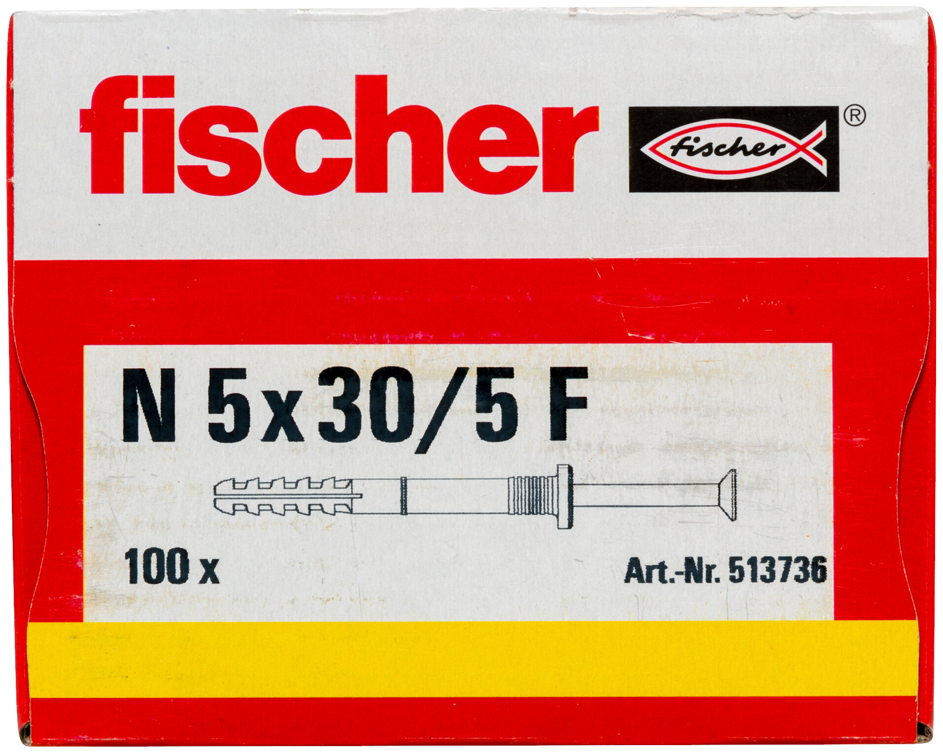 Packaging: "fischer Hammerfix N 5 x 30/5 F with flat head gvz"