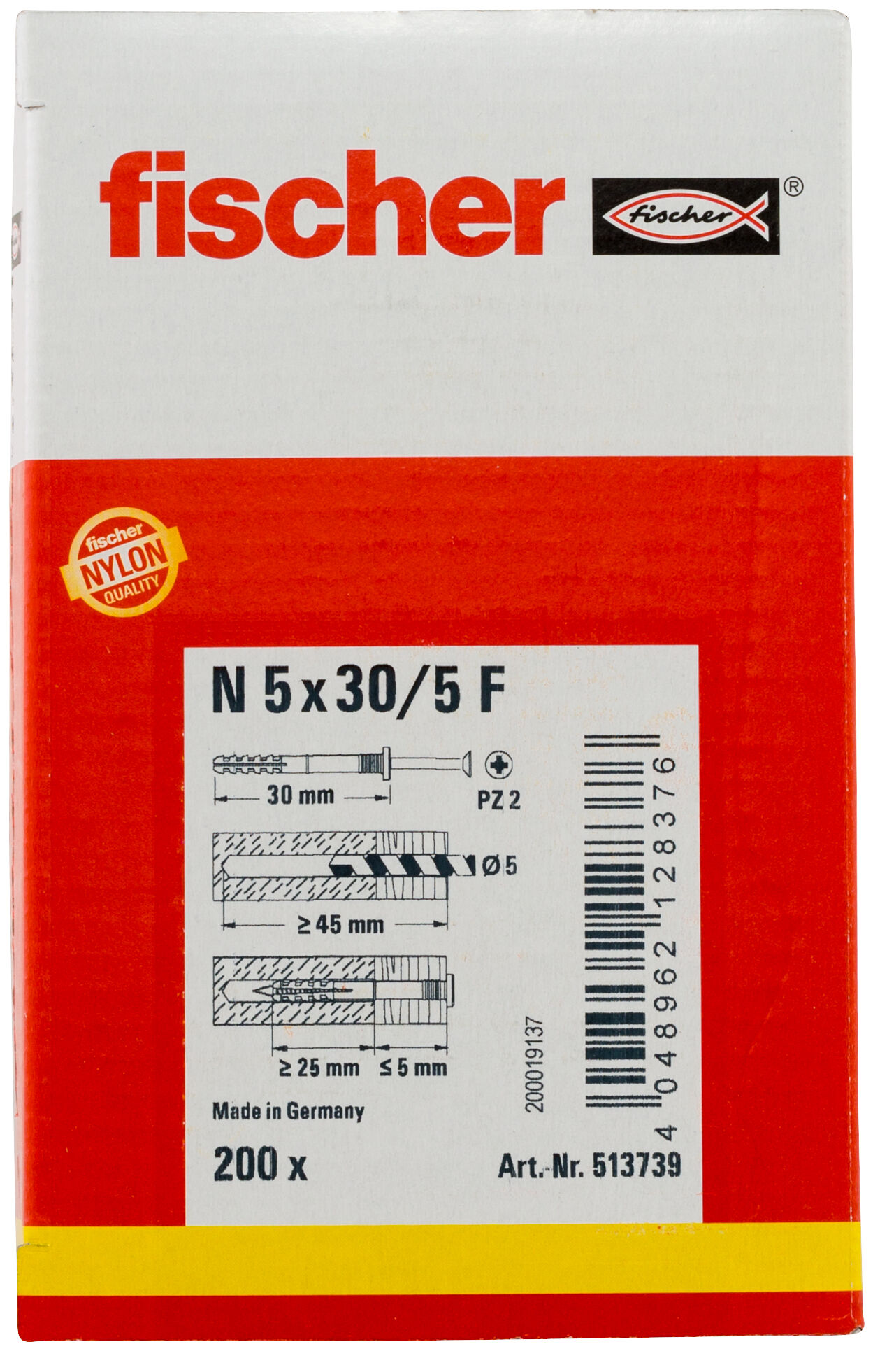 Packaging: "fischer Hammerfix N 5 x 30/5 F (200)"