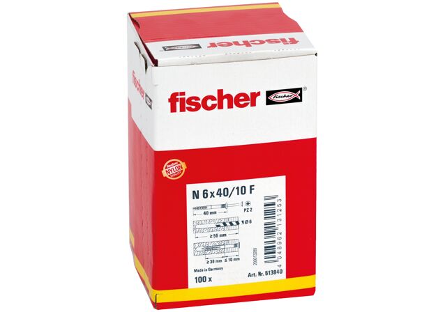 Packaging: "Hammerfix fischer N 6 x 40/10 F cu cap plat gvz"