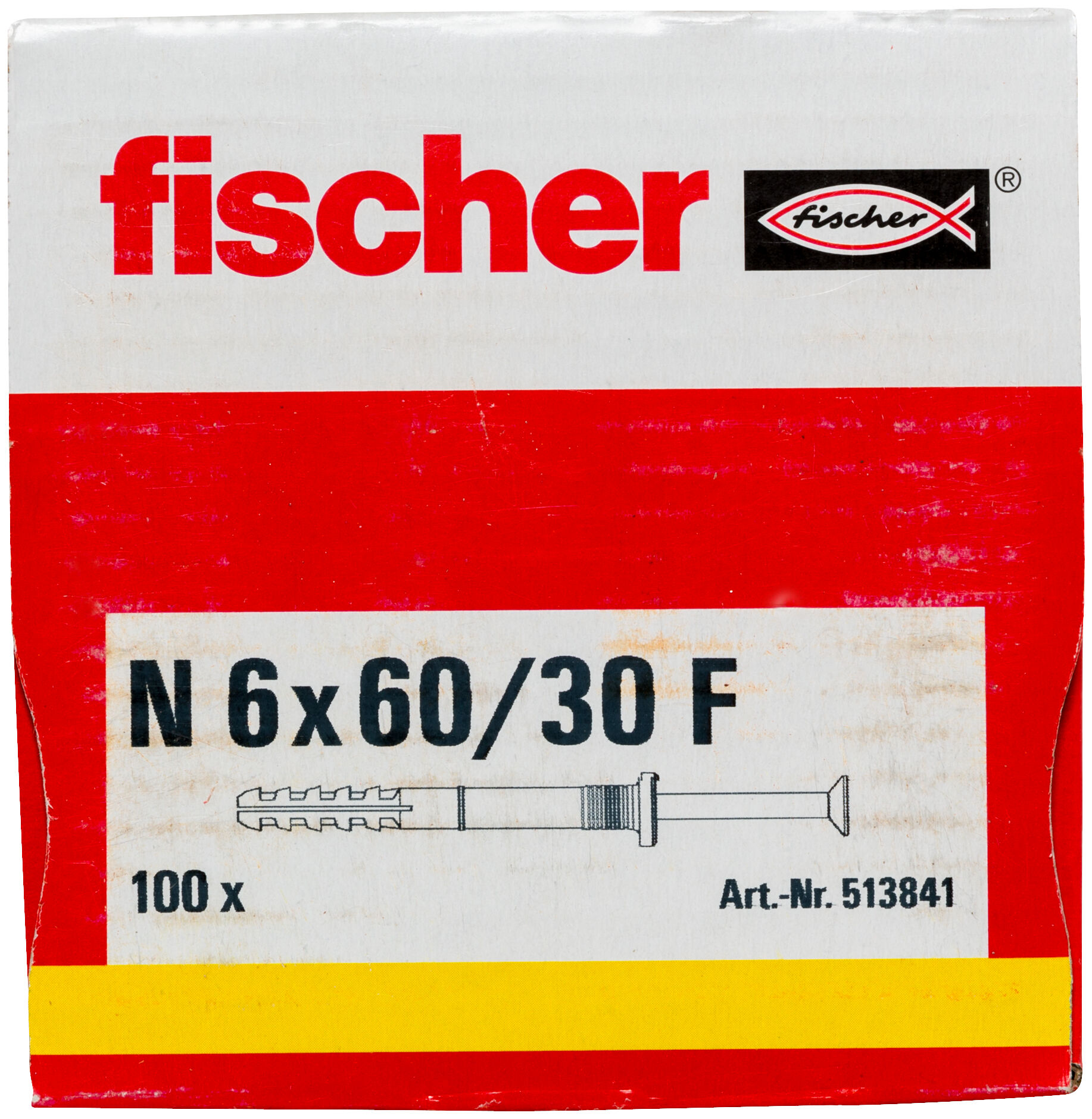 Packaging: "fischer Hammerfix N 6 x 60/30 F with flat head gvz"