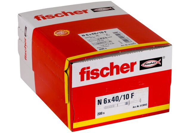 Packaging: "Гвоздевой дюбель fischer N 6 x 40/10 F (200)"