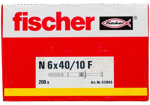 Packaging: "Гвоздевой дюбель fischer N 6 x 40/10 F (200)"