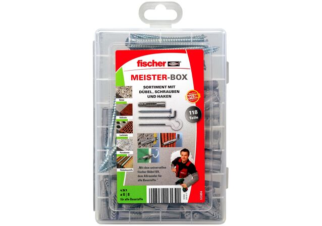 Packaging: "fischer Meister-Box UX + Screws + Hooks"