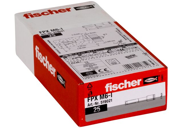 Packaging: "fischer Aircrete anchor FPX-M6-I electro zinc plated"