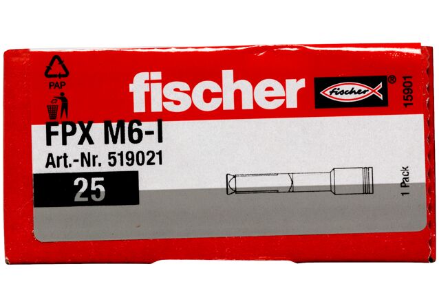 Packaging: "fischer Aircrete anchor FPX-M6-I electro zinc plated"