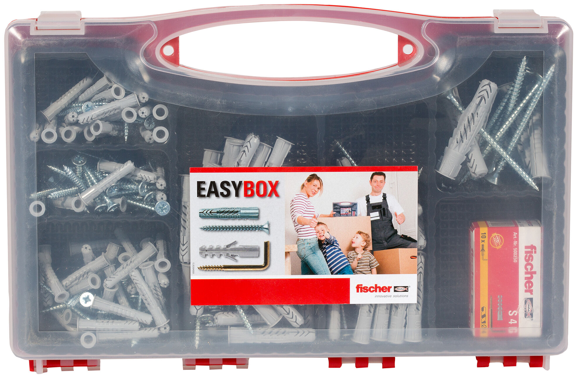 Packaging: "fischer EASY BOX Universal plug UX with screws"