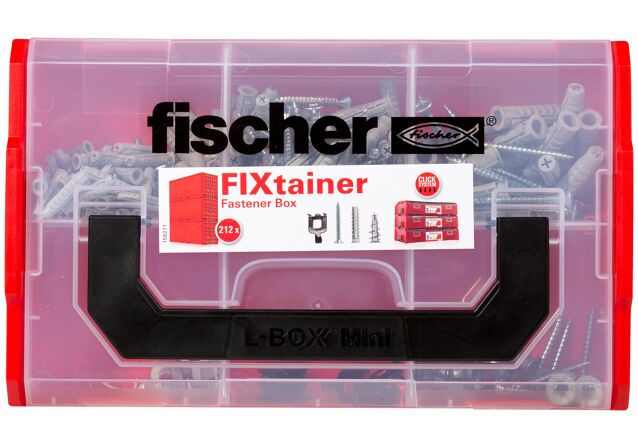 Packaging: "FixTainer SX screws and hook box"