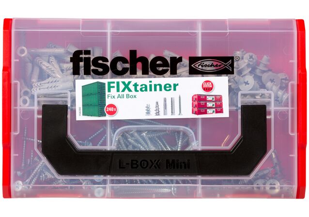 Packaging: "fischer FixTainer - UX, SX, GK 및 스크류"