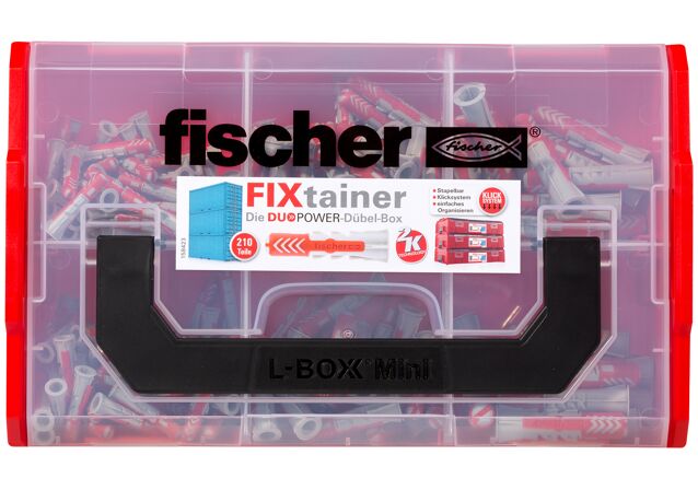 Verpackung: "fischer FixTainer - DuoPower (210 Teile)"