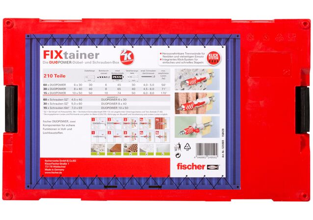 Packaging: "fischer FixTainer - DuoPower vidalı (210 parça)"