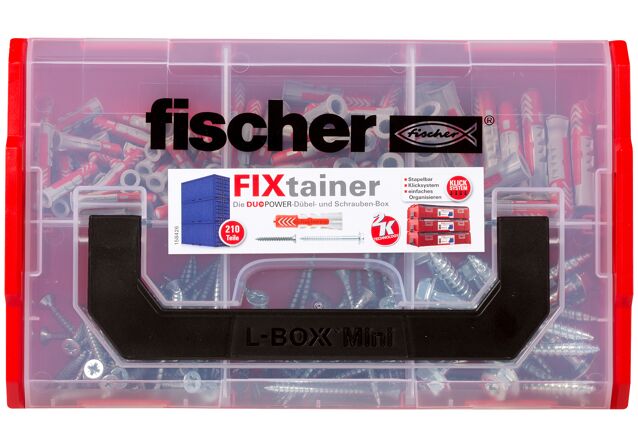 Balení: "fischer FixTainer - Hmoždinky DuoPower s vruty"