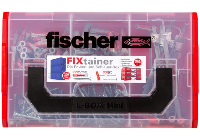 Verpackung: "fischer FixTainer - DuoPower/DuoTec + Schraube (200 Teile)"