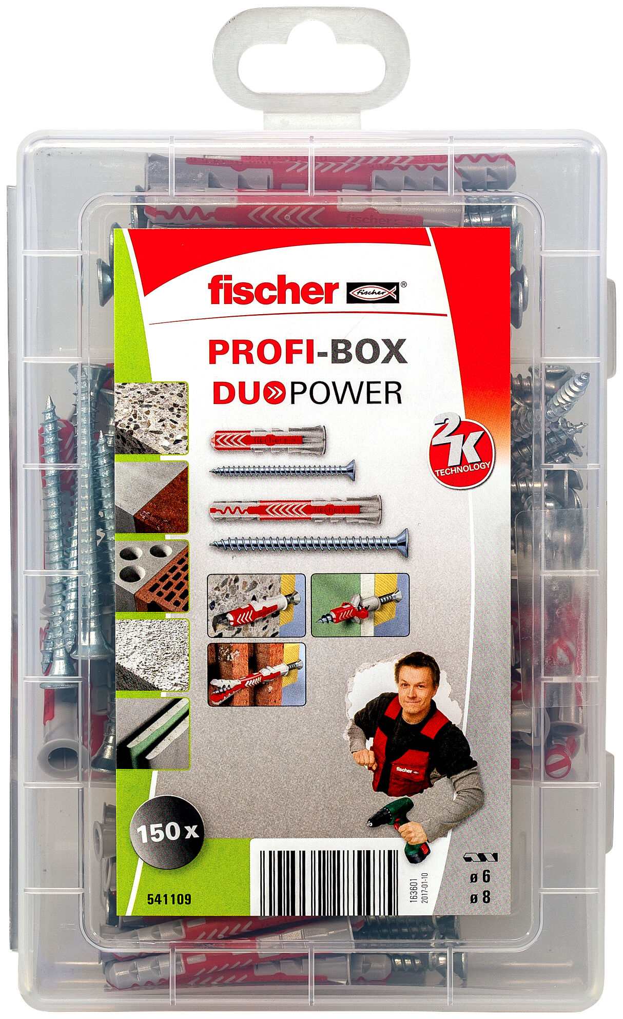 Packaging: "fischer Profi-Box DuoPower short/long + screws"