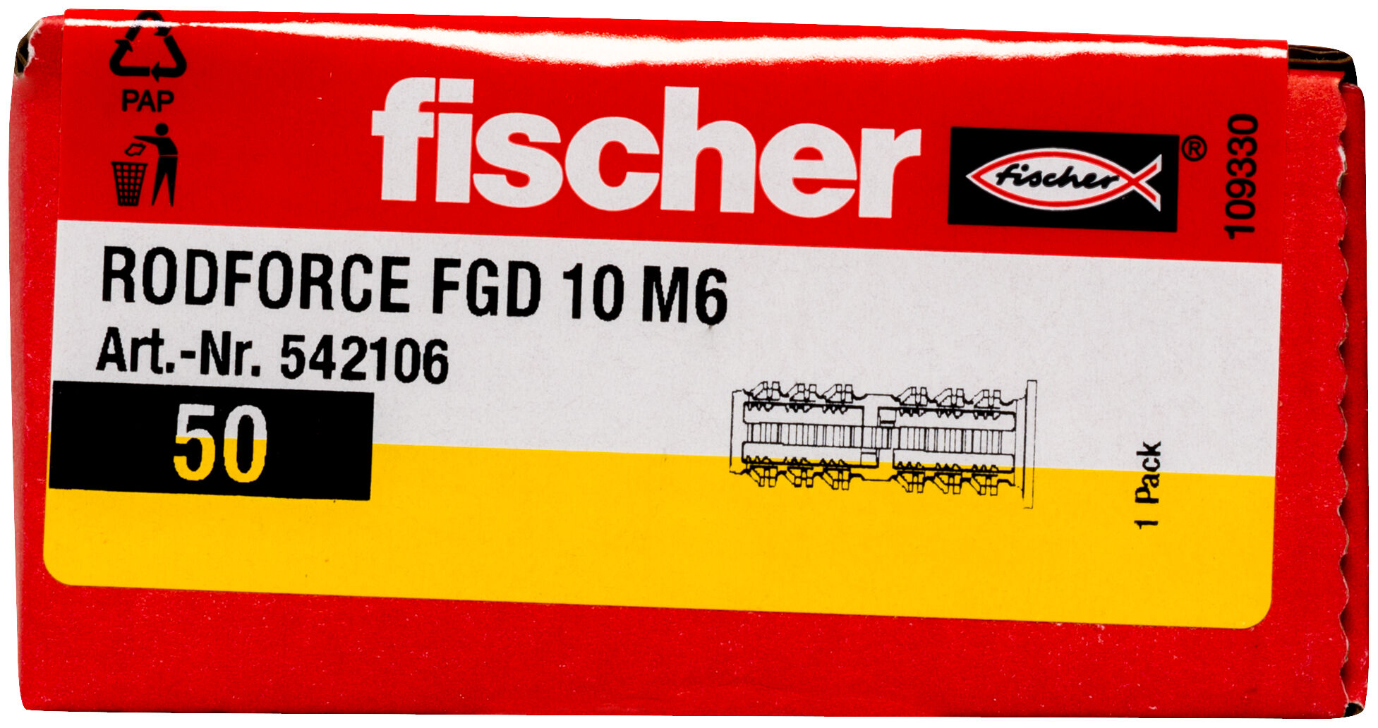 Packaging: "fischer threaded rod plug RodForce FGD M6 x 35"
