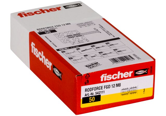 Συσκευασία: "fischer RodForce FGD 12 M8 Βύσμα ντίζας"