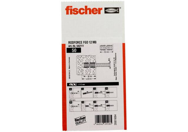Συσκευασία: "fischer RodForce FGD 12 M8 Βύσμα ντίζας"