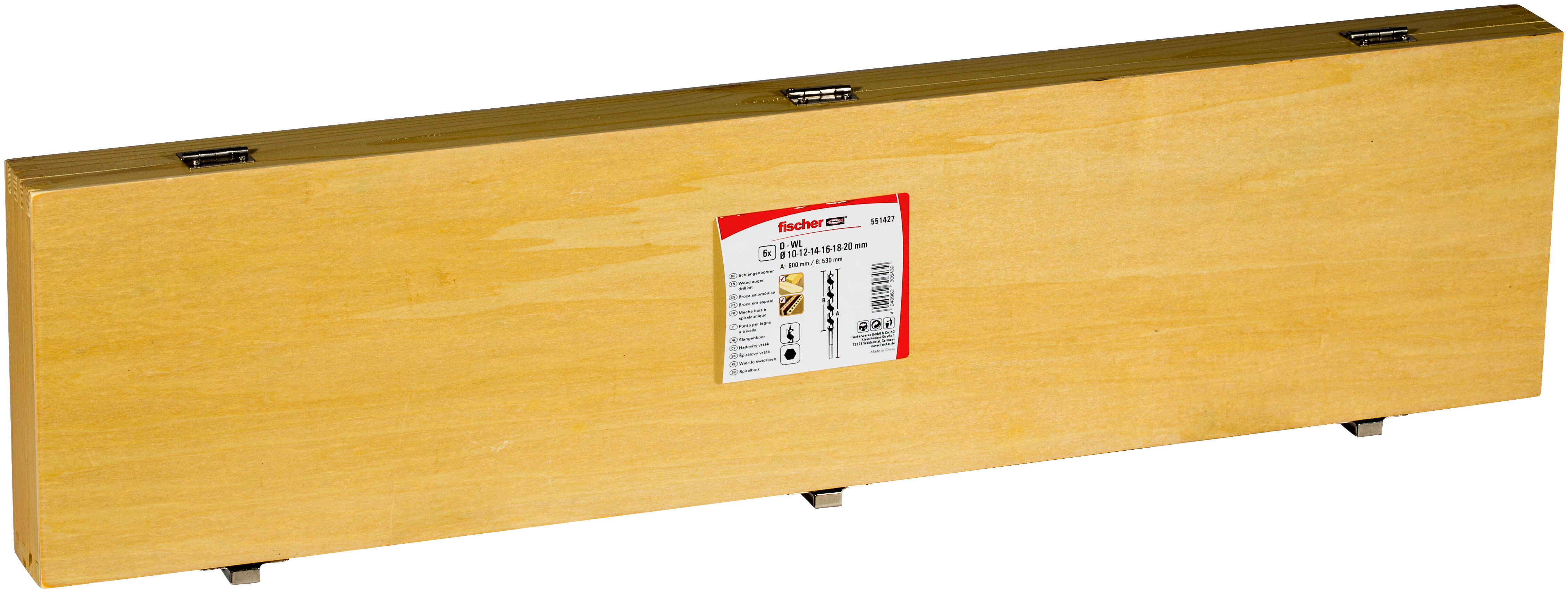 Packaging: "fischer Auger bit D-WL Set 600 mm (6 pcs)"