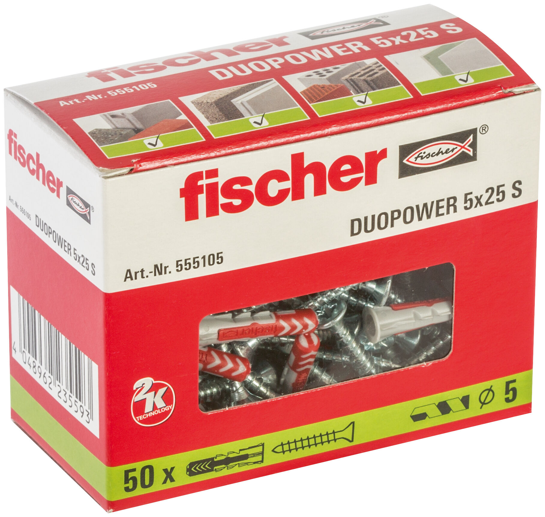 Packaging: "fischer DuoPower 5 x 25 S"