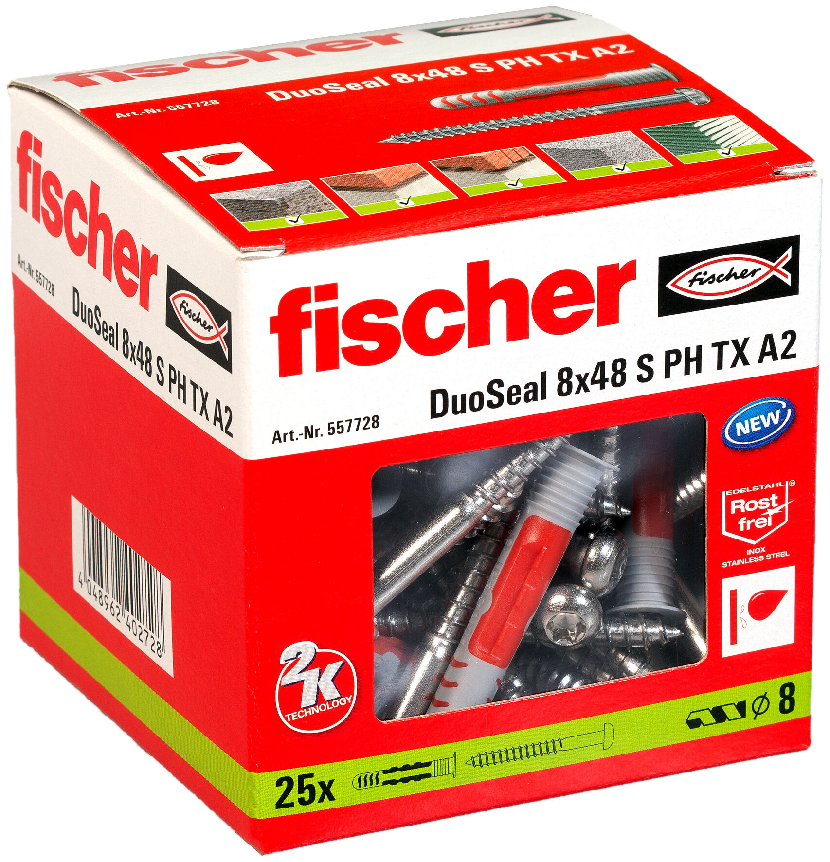 Packaging: "fischer DuoSeal 8 x 48 S PH TX A2"
