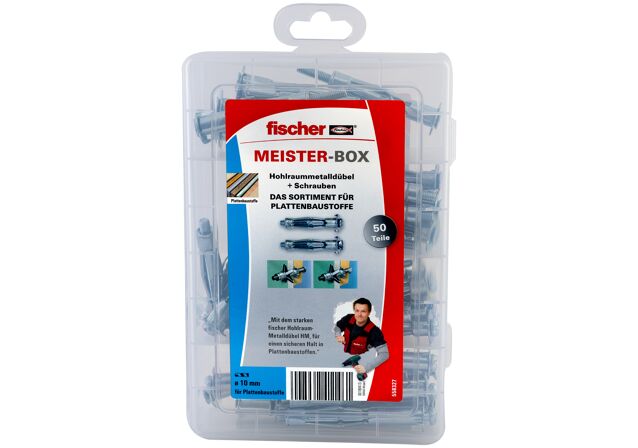 Verpackung: "fischer Meister-Box mit HM + Schrauben (50)"