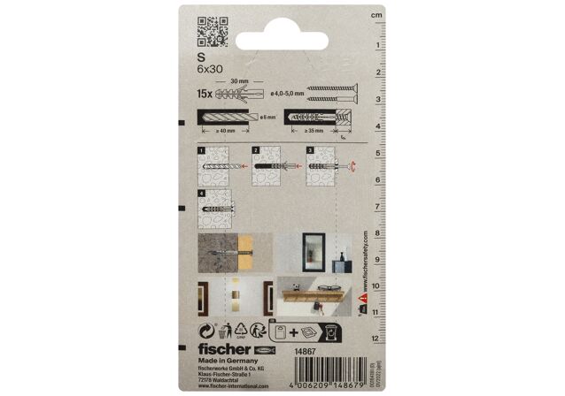 Packaging: "fischer Expansion plug S 6"