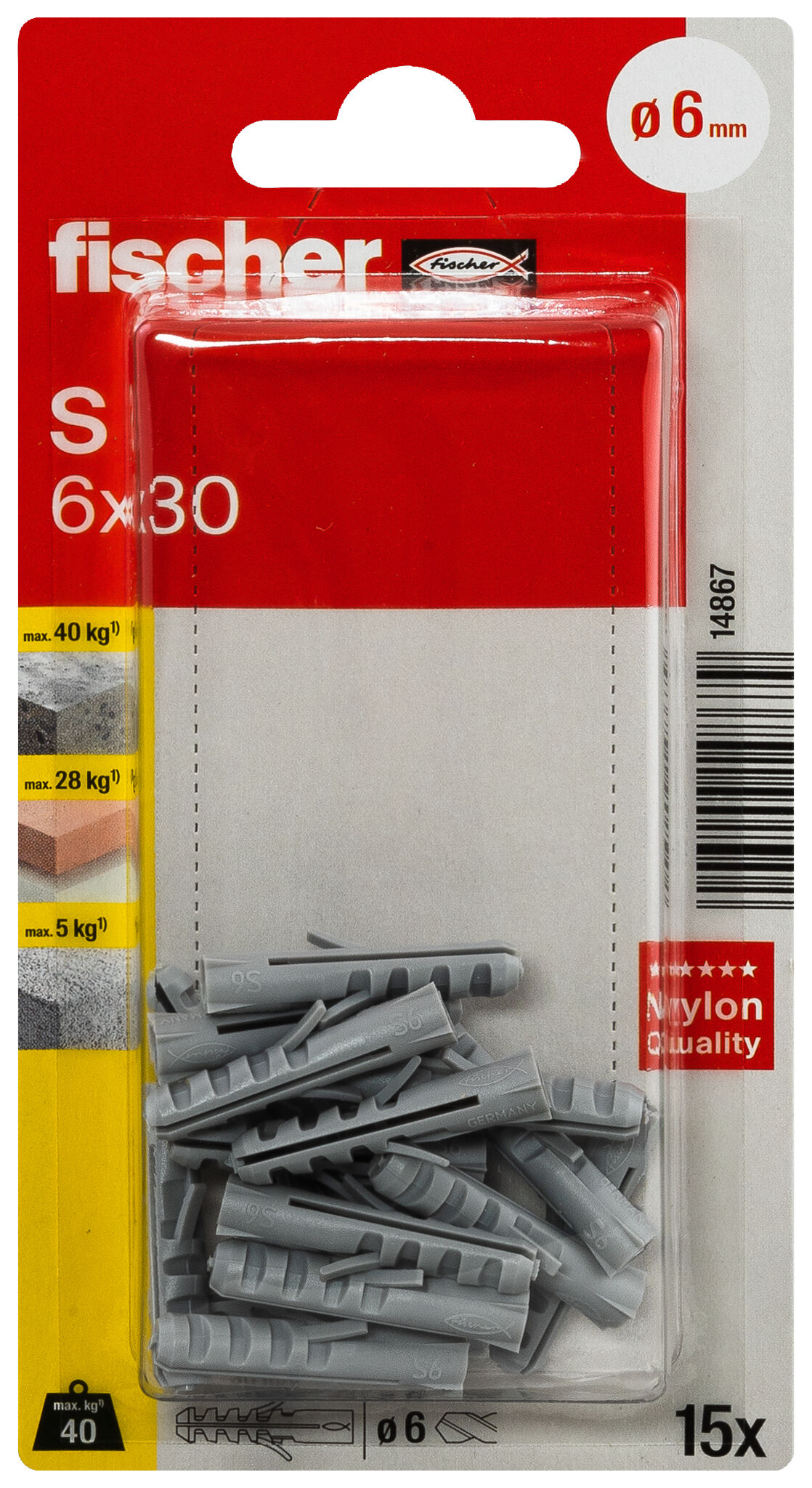 Packaging: "fischer Expansion plug S 6"