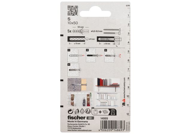 Packaging: "fischer Bucha de expansão S 10"