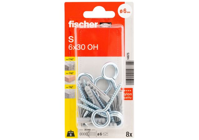 Packaging: "fischer Expansion plug S 6 OH with eye hook"
