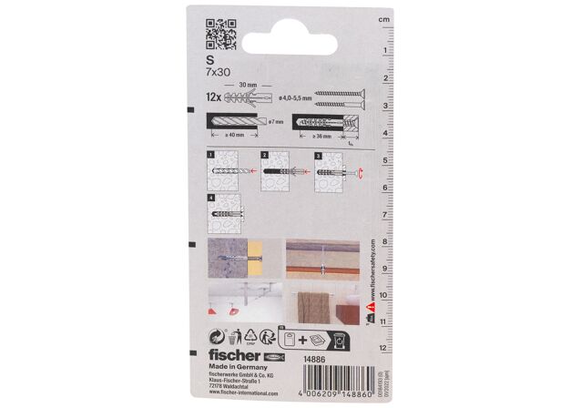 Packaging: "fischer Bucha de expansão S 7 GK large card"