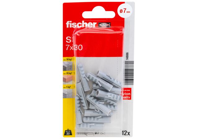 Packaging: "fischer Plug S 7 GK large card"
