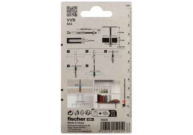 Packaging: "fischer Geçiş tapası VVR M4"