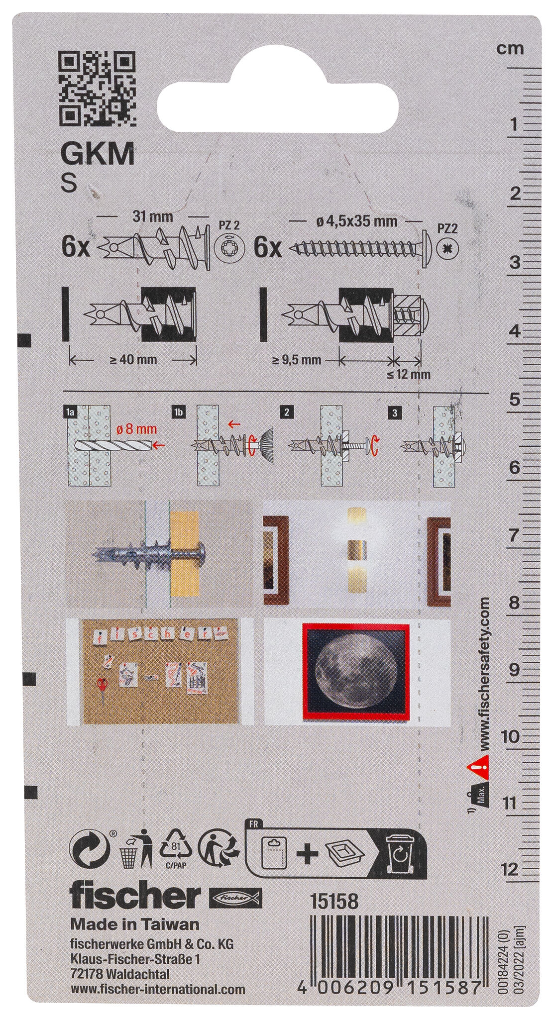 Packaging: "fischer Plasterboard fixing metal GKM S K"