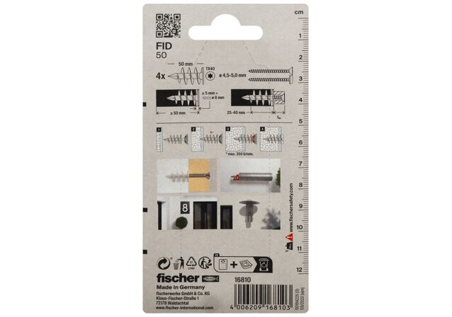 Packaging: "fischer Insulation fixing FID 50 K SB-card"