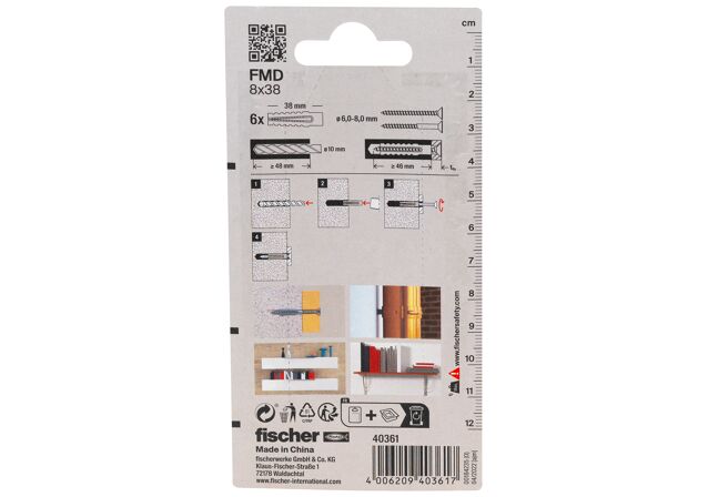 Packaging: "fischer Metal expansion anchor FMD 8 x 38 K SB-card"