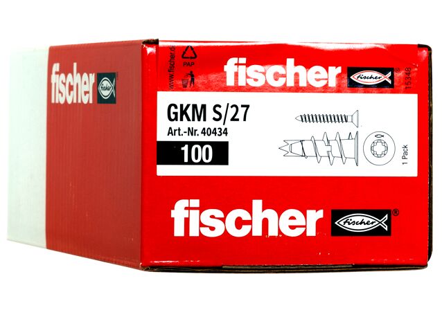 Verpackung: "fischer Gipskartondübel Metall GKM 27 mit Schraube"