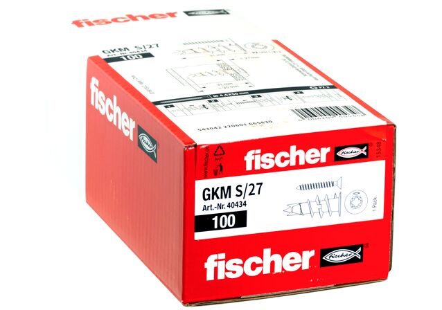 Packaging: "fischer Metalen gipsplaatplug GKM met schroef 4,5x50"