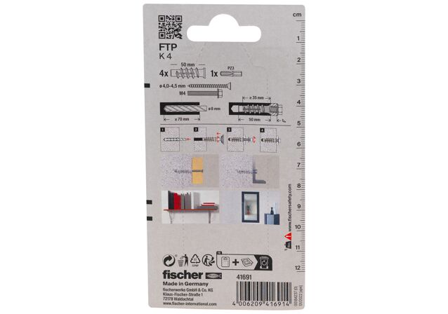 Packaging: "fischer Turbo aircrete anchor FTP K 4 K SB-card"