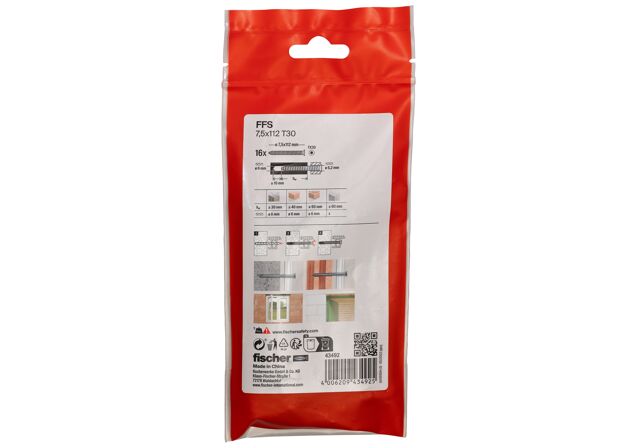 Packaging: "Vis de réglage FFS 7,5 x 112 /16B vis avec tête fraisée"