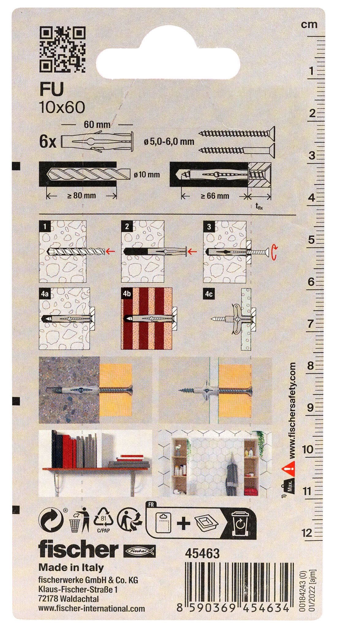 Packaging: "fischer Universal plug FU 10 x 60"