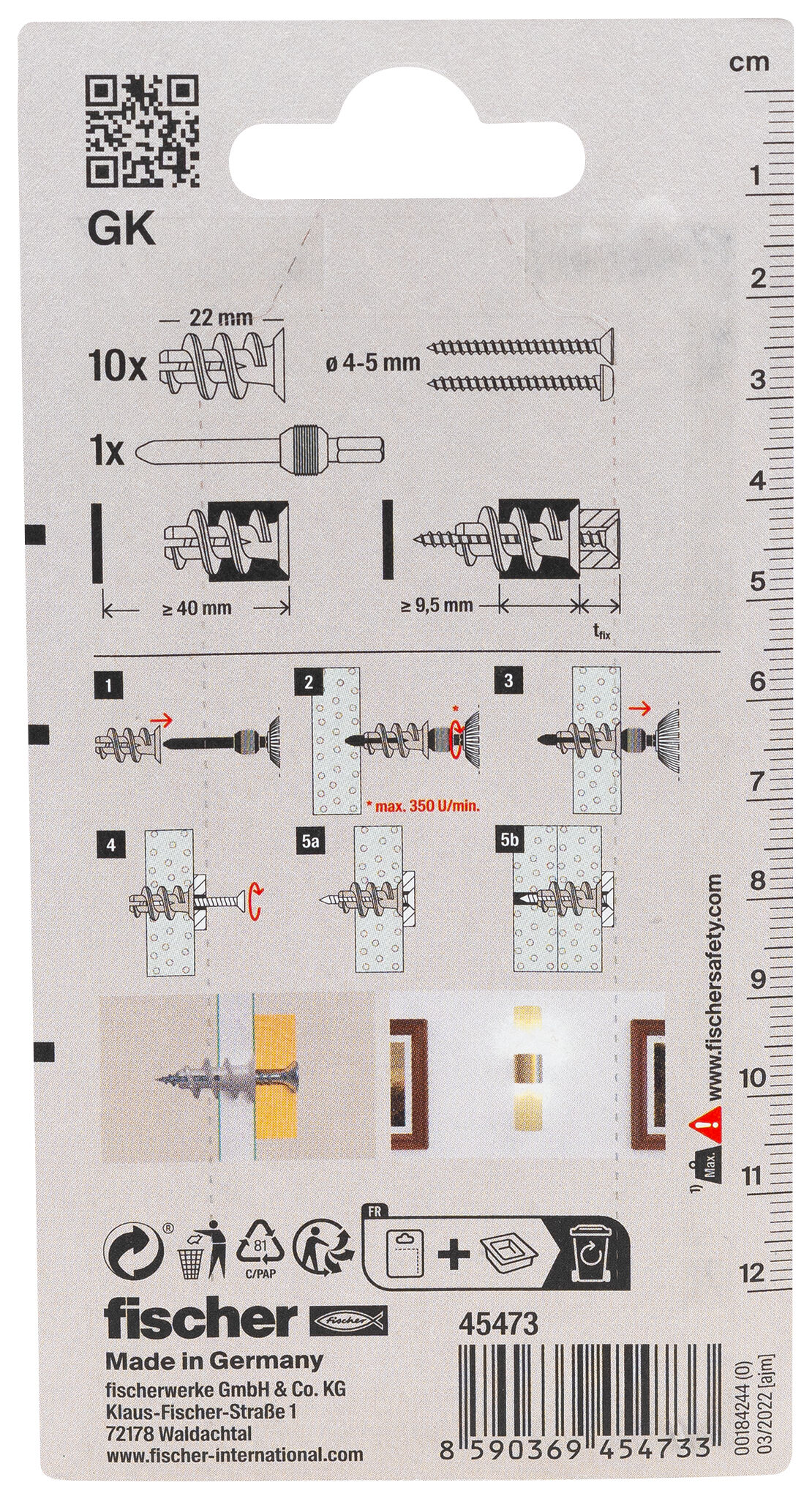 Packaging: "fischer Plasterboard fixing GK"