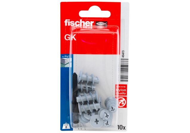 Συσκευασία: "fischer GK Νάιλον βύσμα γυψοσανίδας σε blister"