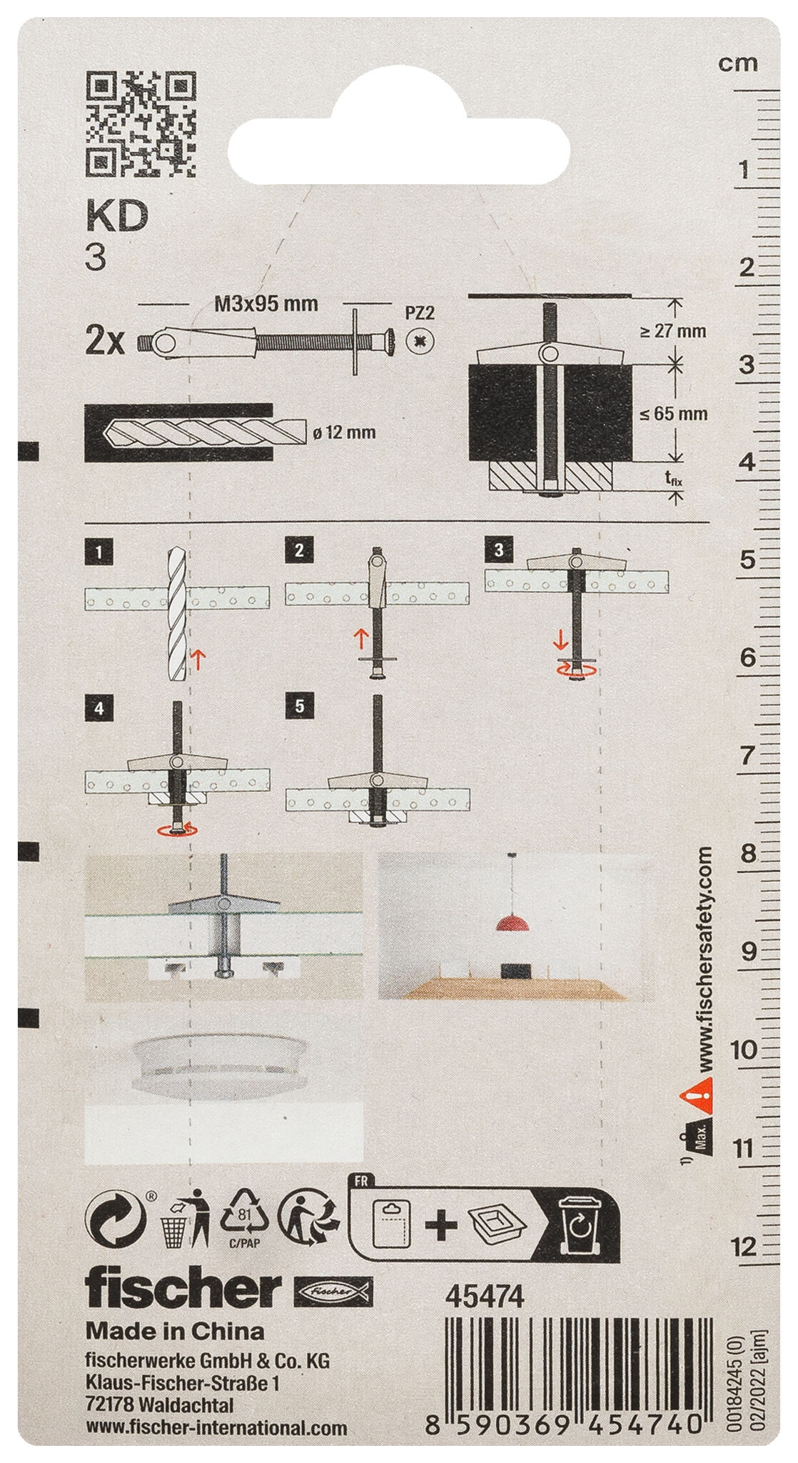 Packaging: "fischer Spring toggle KD 3 K SB-card"