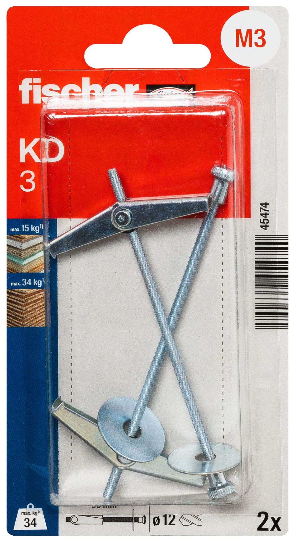 Packaging: "fischer Spring toggle KD 3 K SB-card"