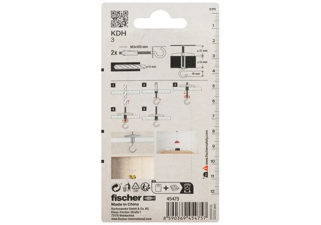 Packaging: "Diblu cu arc fischer KDH 3 K card SB"