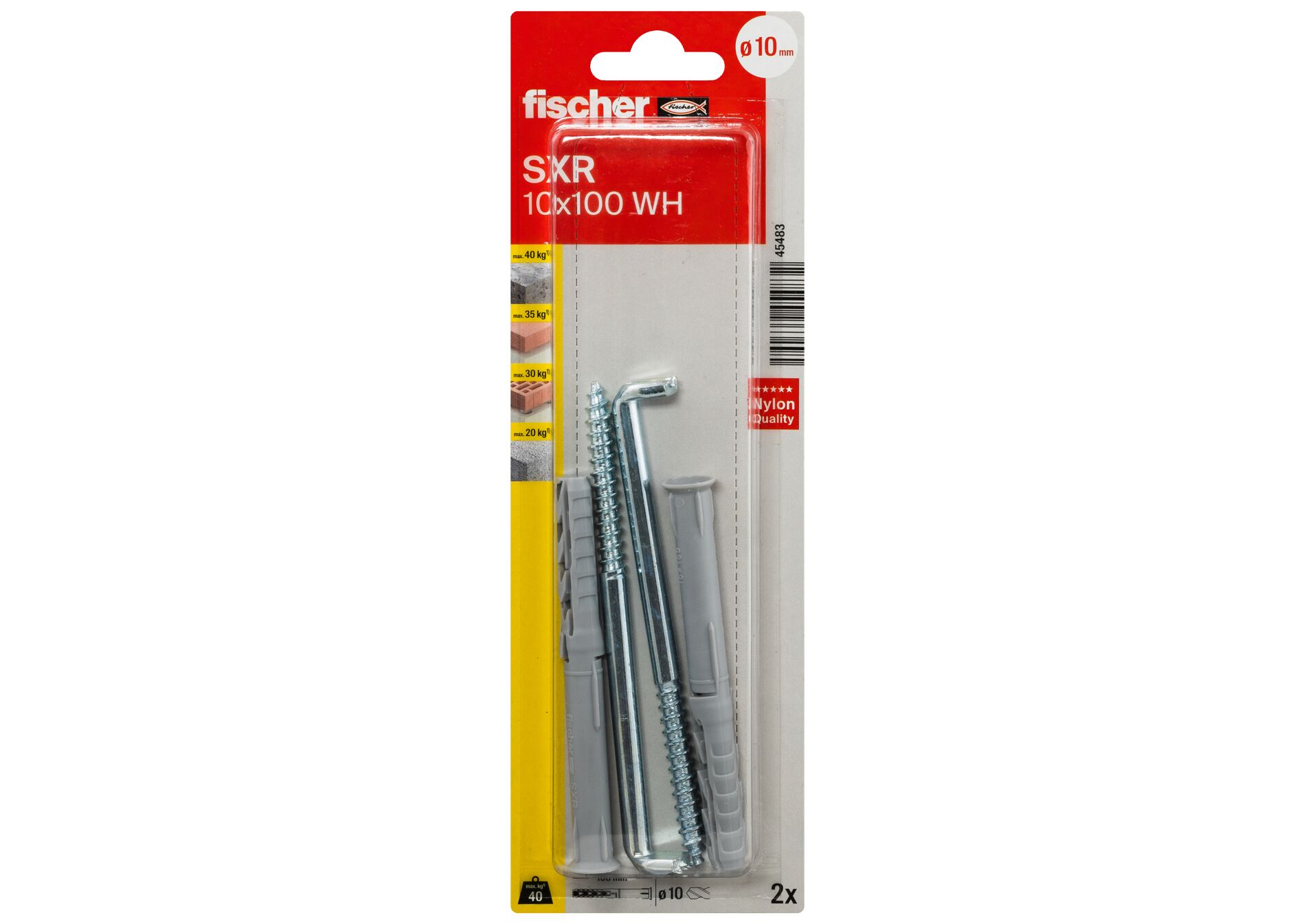 fischer Frame fixing SXR 10 x 100 WH with angle hook SB-card