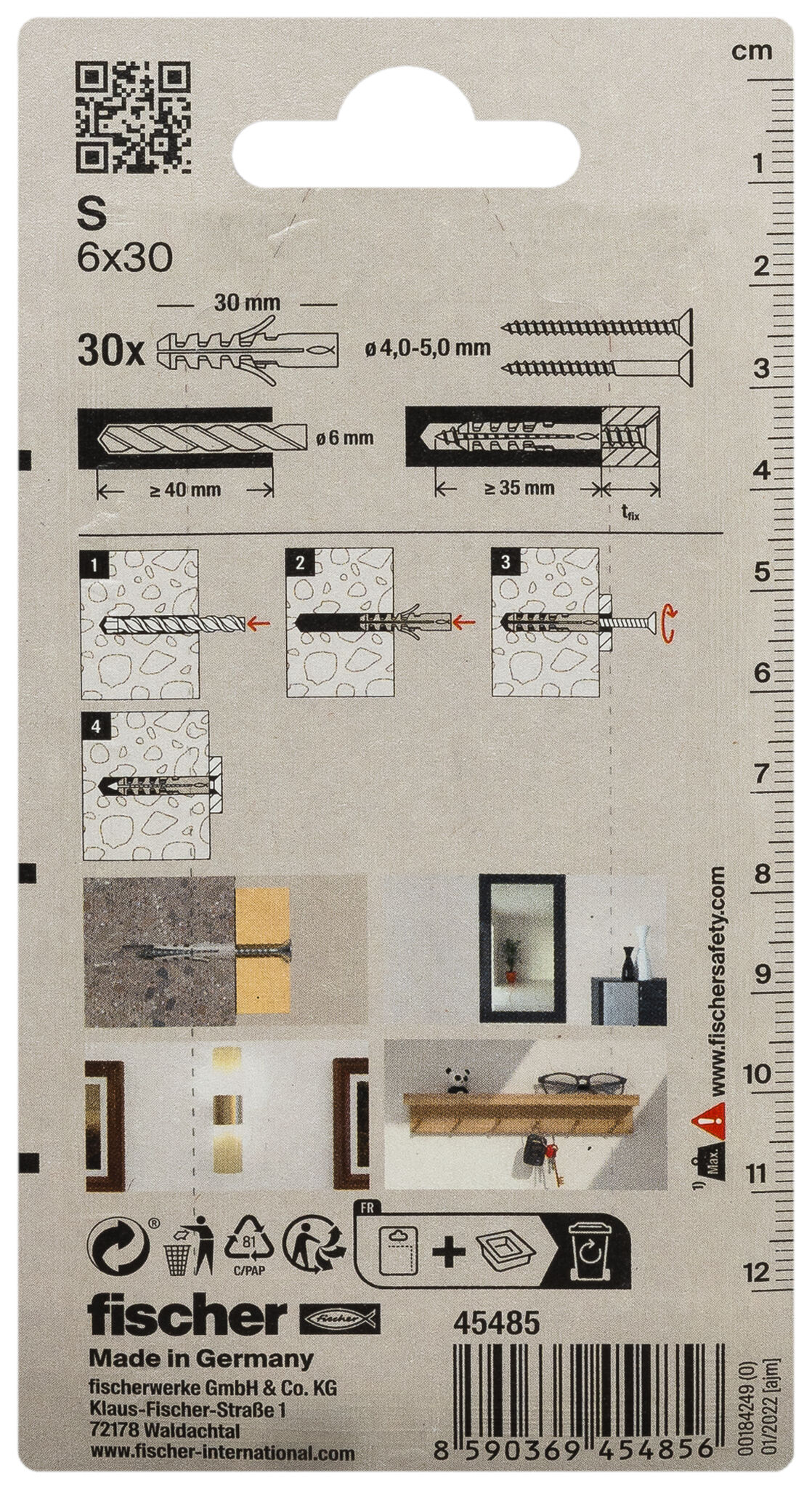 Packaging: "fischer Expansion plug S 6"