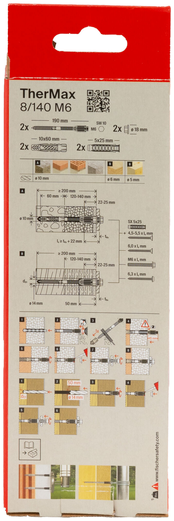 Packaging: "fischer stand-off installation TherMax 8/140 M6 (2)"