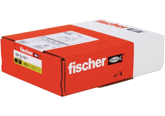 Packaging: "Fixation pour ossatures et cadres SXR 10 x 120 T avec vis tête fraisée en acier électrozingué"