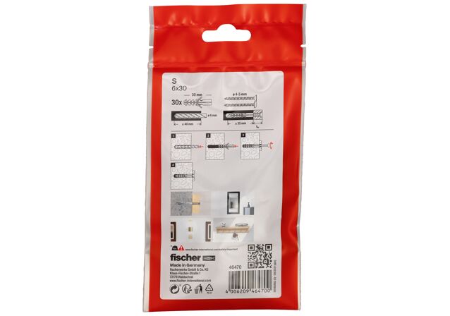 Packaging: "Cheville nylon S 6-30/sachet"